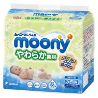 Дитячі вологі серветки Moony для ягодиц Деликатные 3 х 80 шт (4903111181070)