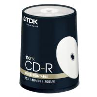 Диск CD TDK 700MB 52X Cakebox 100шт Printable (t19884)