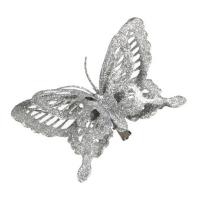 Прикраса декоративна Christmas House Кліпса Метелик сріблястий 9 см (8718861133141)
