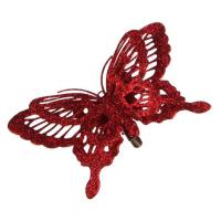 Прикраса декоративна Christmas House Кліпса Метелик червоний 9 см (8718861133158)