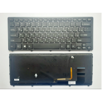 Клавіатура ноутбука Sony SVF14N (Fit 14N Series) черная с черной рамкой подсветкой RU (A43814)