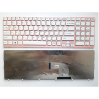 Клавіатура ноутбука Sony SVE15 (E15 Series) белая с розовой рамкой UA (A43687)
