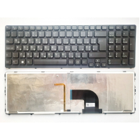 Клавіатура ноутбука Sony SVE15 (E15 Series) черная с черной рамкой подсветкой UA (A43443)