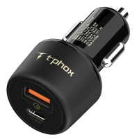 Зарядний пристрій T-Phox 48W Fast Charge - TYPE-C PD 30W+QC 3.0 18W (Black) (Apace Car 48W)