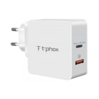 Зарядний пристрій T-Phox 48W Fast Charge-TYPE-C PD 30W+QC3.0 18W (White) (Apace Wall 48W (W))