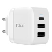 Зарядний пристрій T-Phox Classic 24W 1xTYPE-C + 2xUSB (White) (Classic White)