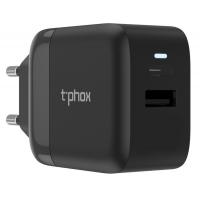 Зарядний пристрій T-Phox Coco 1xTYPE-C PD 18W + 1xUSB QC3.0 (Black) (Coco Black)