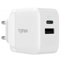 Зарядний пристрій T-Phox Coco 1xTYPE-C PD 18W + 1xUSB QC3.0 (White) (Coco White)