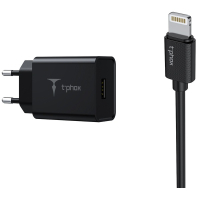 Зарядний пристрій T-Phox Mini 12W 2.4A + Lightning cable 1.2m (Black) (Mini(B)+Lightning)