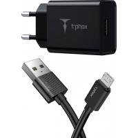 Зарядний пристрій T-Phox T-PHOX Mini 12W 2.4A + Micro cable 1.2m (Black) (Mini(B)+Micro)