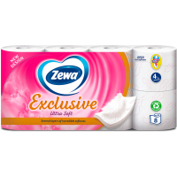 Туалетний папір Zewa Exclusive Ultra Soft 4 шари 8 рулонів (7322541046532/7322541191041)