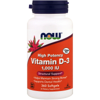 Вітамін Now Foods Вітамін D-3 1000IU, 360 желатинових капсул (NOW-00375)