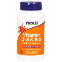 Вітамін Now Foods Вітамін D3 і К2, Vitamin D3 & K-2, 1,000 ME / 45 мкг, 120 ка (NOW-00369)