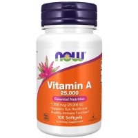 Вітамін Now Foods Вітамін А, Vitamin A, 25,000 МE, 100 желатинових капсул (NF0340)