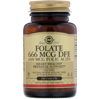 Вітамін Solgar Фолієва кислота (В9), Folic Acid, 400 мкг, 250 таблеток (SOL-01081)