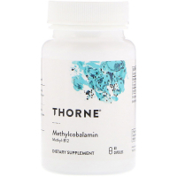 Вітамін Thorne Research Метилкобаламін, Methylcobalamin 1000 мкг, 60 капсул (THR-12502)