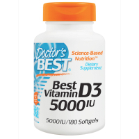 Вітамін Doctor's Best Вітамін D3 5000IU, 180 желатинових капсул (DRB-00218)