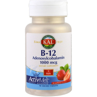Вітамін KAL Вітамін B-12, B-12 Adenosylcobalamin, смак полуниці 1000 мкг (CAL-98882)