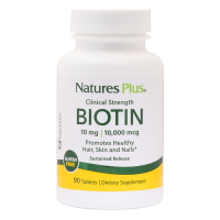 Вітамін Natures Plus Біотин (В7) Повільного Вивільнення, Nature's Plus, 10 мг, 90 (NAP-01793)