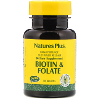 Вітамін Natures Plus Біотин і Фолієва кислота, Nature's Plus, 30 таблеток (NAP-01792)
