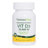Вітамін Natures Plus Вітамін D3, 10 000 МЕ, Nature's Plus, 60 гелевих капсул (NAP-01048)