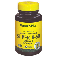 Вітамін Natures Plus Супер В-Комплекс, В-50, Nature's Plus, 60 вегетаріанських ка (NTP1310)