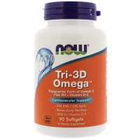 Жирні кислоти Now Foods Риб'ячий жир + D3, Tri-3D Omega, 90 желатинових капсул (NOW-01686)