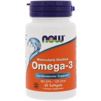 Жирні кислоти Now Foods Риб'ячий Жир, Омега-3, Omega-3, 1000 мг, 30 гелевих капсул (NOW-01649)
