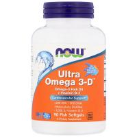 Жирні кислоти Now Foods Ультра Омега 3 і Вітамін D, Ultra Omega 3-D, 90 гелеві Капсу (NOW-01663)