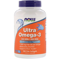 Жирні кислоти Now Foods Ультра Омега-3, 500 EPA / 250 DHA, Ultra Omega-3, 180 гелеви (NOW-01665)