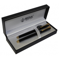 Ручка пір'яна Regal набір перо + ролер в подарунковому футлярі Чорний (R12223.L.RF)