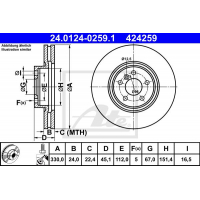 Гальмівний диск ATE 24-0124-0259-1-02