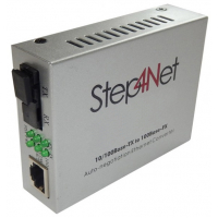 Медіаконвертер Step4Net 10/100Base-TX to 100Base-FX, SM, 1550T/1310R, SC/PC, 20км (MC-B-0,1-1SM-1550nm-20-LFP)