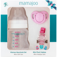 Набір для годування новонароджених Mamajoo Міні подарунковий з пляшкою Silver 150 мл Рожевий (8697767122995)