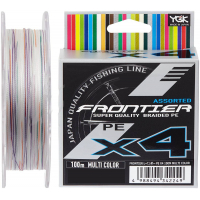 Шнур YGK Frontier X4 Assorted Multi Color 100m 1.5/0.205mm 15lb/6.8kg (5545.03.29)