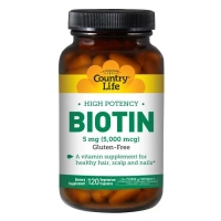 Вітамін Country Life Концентрований Біотин (В7), 5 мг, High Potency Biotin, 120 ж (CLF-06506)