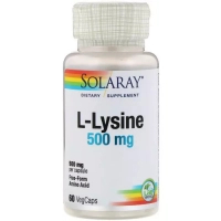 Амінокислота Solaray L-Лізин, L-Lysine, 500 мг, 60 капсул (SOR-04940)