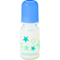 Пляшечка для годування Baby-Nova Декор скляна 125 мл Синя (3960332)