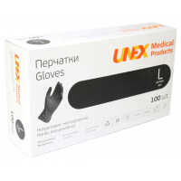 Медичні рукавички Unex Medical нітрилові непудровані розмір L 100 шт. - 50 пар Чорні (4780057480081)