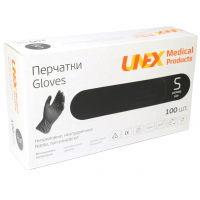 Медичні рукавички Unex Medical нітрилові непудровані розмір S 100 шт. - 50 пар Чорні (4780057480043)