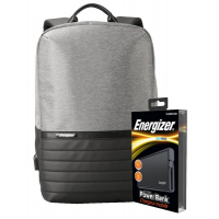 Рюкзак для ноутбука Energizer 15.6'' EPB001 Grey + powerbank UE10004 Black (EPB001-GY+UE10004)