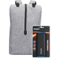 Рюкзак для ноутбука Energizer 15.6'' EPB004 Grey + powerbank UE10007 Black (EPB004-GY+UE10007)