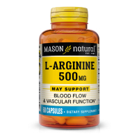Амінокислота Mason Natural L-Аргінін 500 мг, L-Arginine, 60 капсул (MAV-12645)