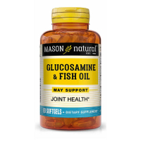 Жирні кислоти Mason Natural Глюкозамін і Риб'ячий жир, Glucosamine & Fish Oil, 90 гелеви (MAV14149)