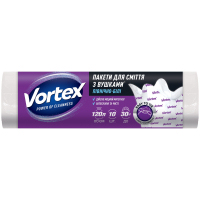 Пакети для сміття Vortex з вушками білі 120 л 10 шт. (4823071647037)