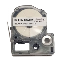 Стрічка для принтера етикеток UKRMARK RL-E-Sv-K4WBW-BK/WT, аналог LK4WBW. підвищеної адгезії. 12 м (CELK4WBW)