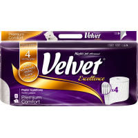 Туалетний папір Velvet Excellence Преміум комфорт 4 шари 8 рулонів 160 відривів (5901478004888)