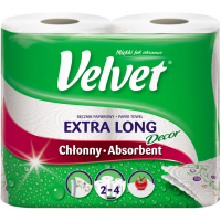 Паперові рушники Velvet Extra Long Decor 2 шари 90 відривів 2 рулони (5901478003256)