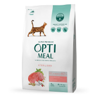 Сухий корм для кішок Optimeal для стерилізованих/кастрованих з яловичиною і сорго 4 кг (4820215364348)