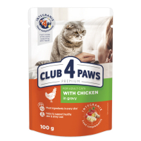 Вологий корм для кішок Club 4 Paws в соусі з куркою 100 г (4820083908910)